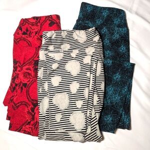 LuLaRoe 3 Pair Bundle of Tights 3 Different Patterns, Size One Size